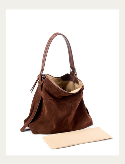 Dollcini Geantă Tote de Umăr pentru Femei din Piele Naturală – Stil Retro European‑American, Maro cafeniu
