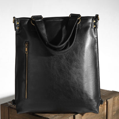 Dollcini, Women's Faux Leather Biker-Style Backpack – Large, Zippered, for City Use