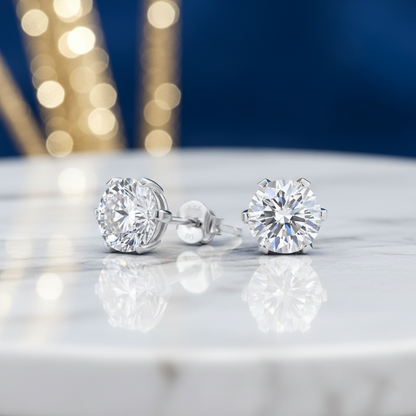 Dollcini, Cercei tip șurub Premium cu moissanit – tăietură rotundă strălucitoare, 1 carat, bijuterie din argint S925