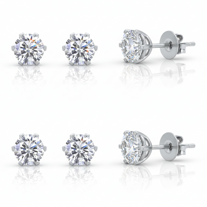 Dollcini, Cercei tip șurub Premium cu moissanit – tăietură rotundă strălucitoare, 1 carat, bijuterie din argint S925