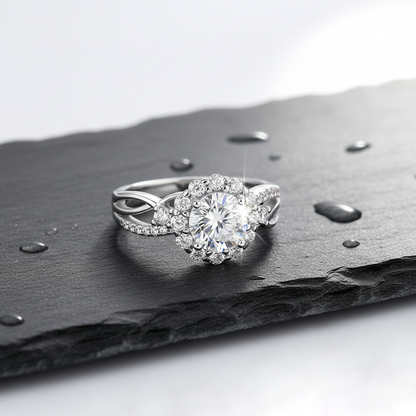 Dollcini 1 Karátos Moissanite Gyűrű - 925 Ezüst, GRA Tanúsítvánnyal