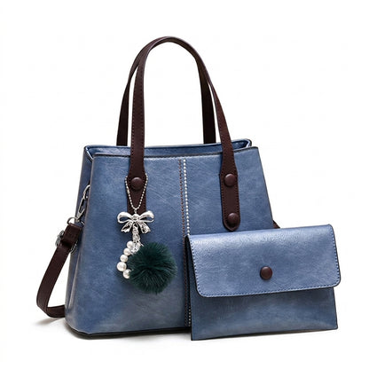 Dollcini Women's Work Bag Set – Faux Leather Handbag with Wallet