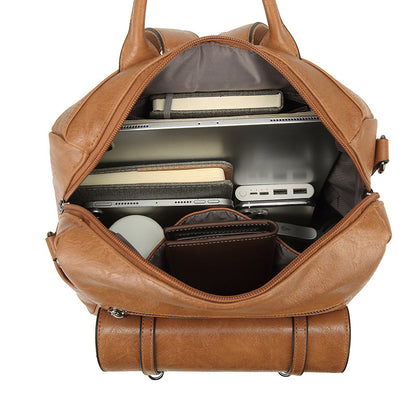 Dollcini Women's European–American Retro Backpack and Shoulder Bag – Multi-Compartment, Faux Leather, For Everyday Use