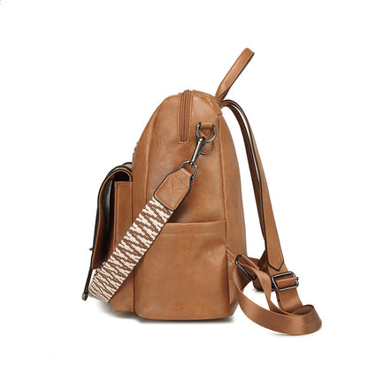 Dollcini Women's European–American Retro Backpack and Shoulder Bag – Multi-Compartment, Faux Leather, For Everyday Use