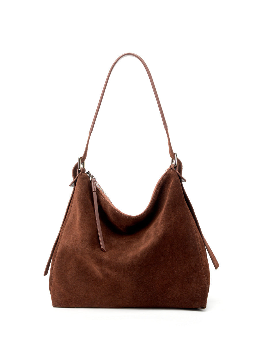 Dollcini Geantă Tote de Umăr pentru Femei din Piele Naturală – Stil Retro European‑American, Maro cafeniu