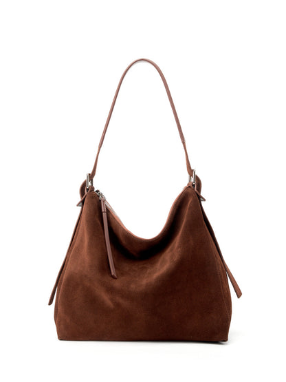 Dollcini Geantă Tote de Umăr pentru Femei din Piele Naturală – Stil Retro European‑American, Maro cafeniu