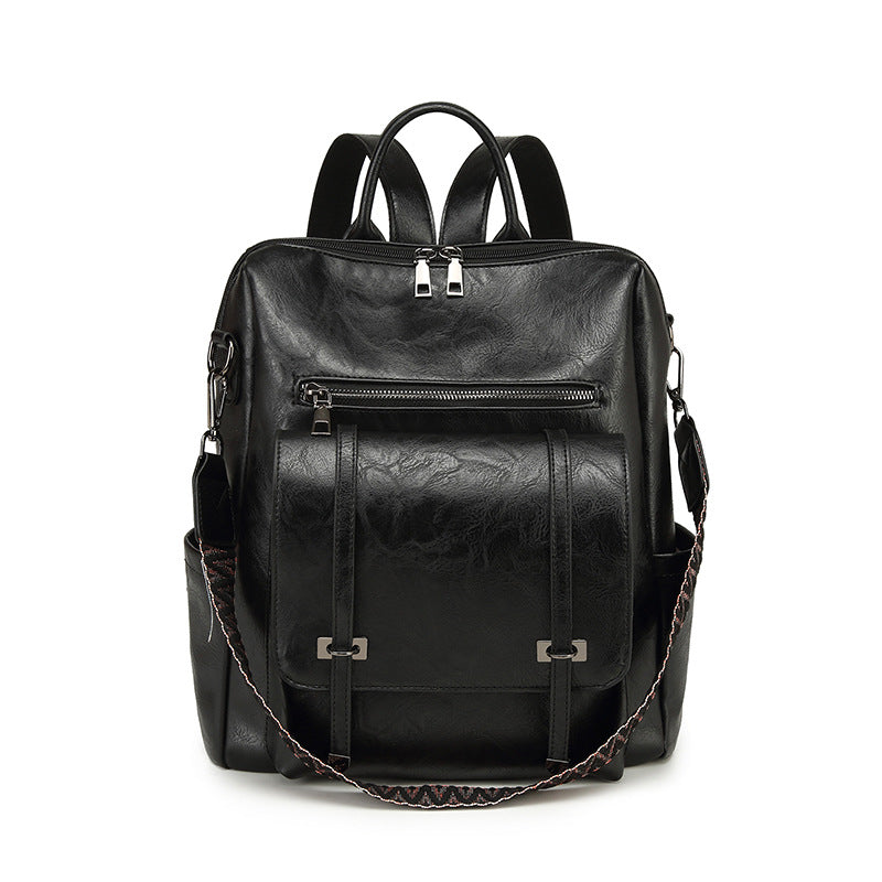 Dollcini Women's European–American Retro Backpack and Shoulder Bag – Multi-Compartment, Faux Leather, For Everyday Use