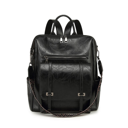 Dollcini Women's European–American Retro Backpack and Shoulder Bag – Multi-Compartment, Faux Leather, For Everyday Use
