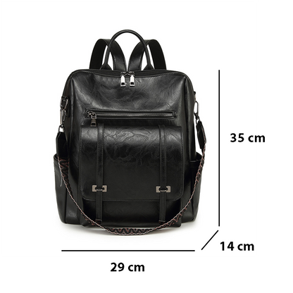 Dollcini Women's European–American Retro Backpack and Shoulder Bag – Multi-Compartment, Faux Leather, For Everyday Use