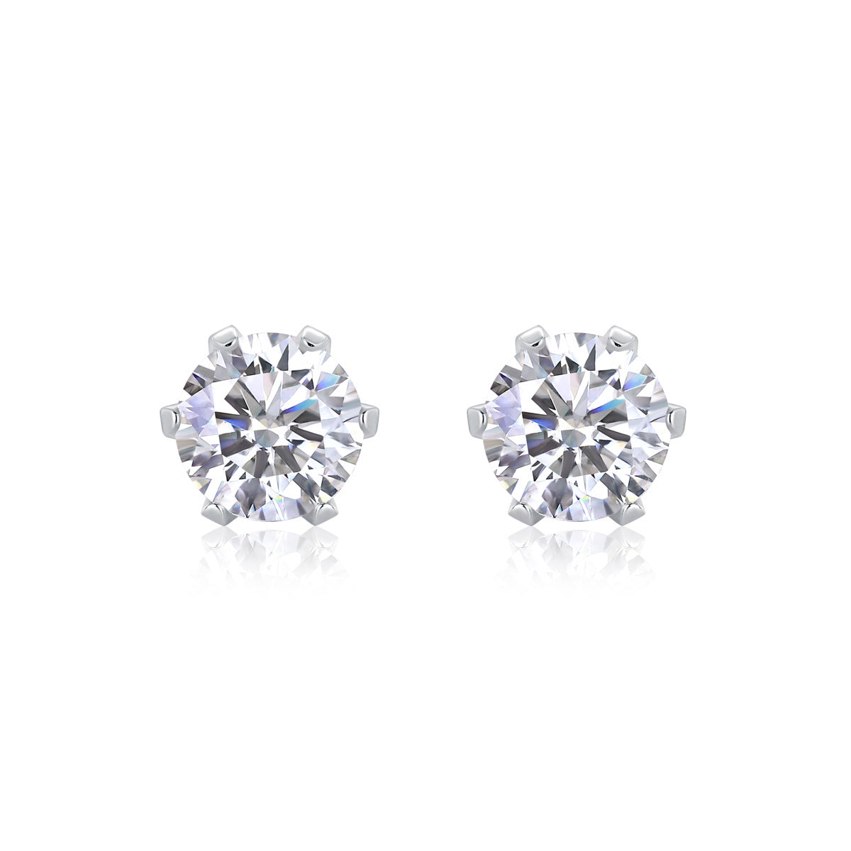 Dollcini, Cercei tip șurub Premium cu moissanit – tăietură rotundă strălucitoare, 1 carat, bijuterie din argint S925