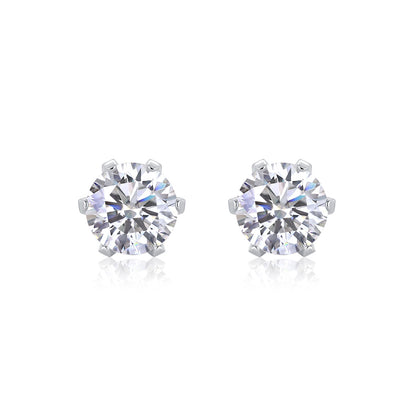Dollcini, Cercei tip șurub Premium cu moissanit – tăietură rotundă strălucitoare, 1 carat, bijuterie din argint S925