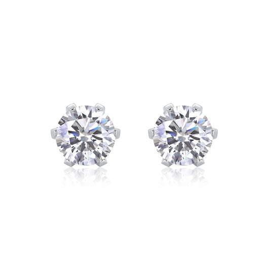 Dollcini, Cercei tip șurub Premium cu moissanit – tăietură rotundă strălucitoare, 1 carat, bijuterie din argint S925
