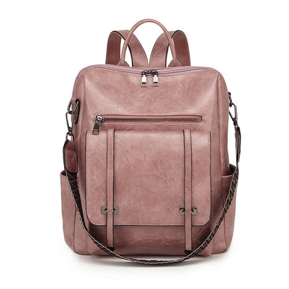 Dollcini Women's European–American Retro Backpack and Shoulder Bag – Multi-Compartment, Faux Leather, For Everyday Use