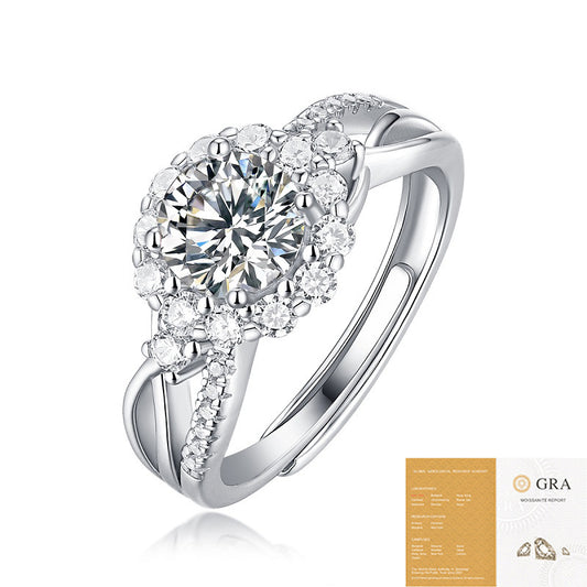 Dollcini Inel Moissanite de 1 Carat - Argint 925, Cu Certificat GRA