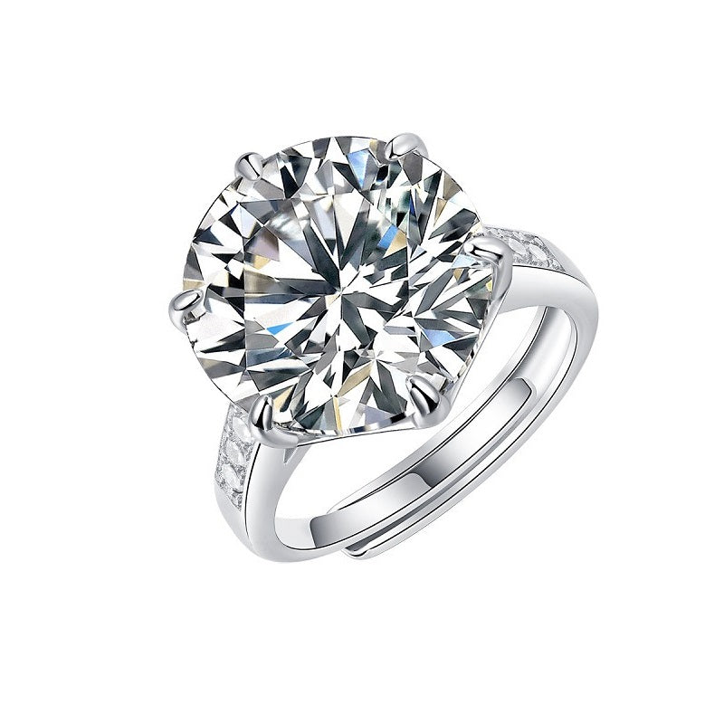 Dollcini 10 Karátos Moissanite Gyűrű – 925 Ezüst, Klasszikus Hatkarmos Foglalat (Állítható Méret)