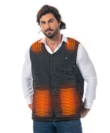 Dollcini Vestă Bărbați Încălzită – 9 Zone, Încărcare USB, Negru