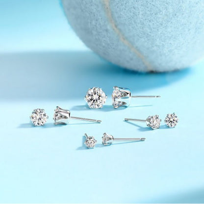 Dollcini, Cercei tip șurub Premium cu moissanit – tăietură rotundă strălucitoare, 1 carat, bijuterie din argint S925