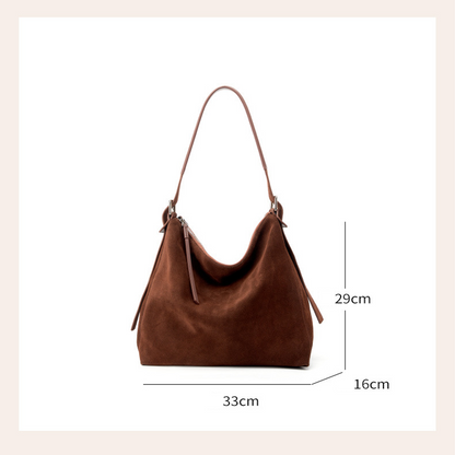 Dollcini Geantă Tote de Umăr pentru Femei din Piele Naturală – Stil Retro European‑American, Maro cafeniu