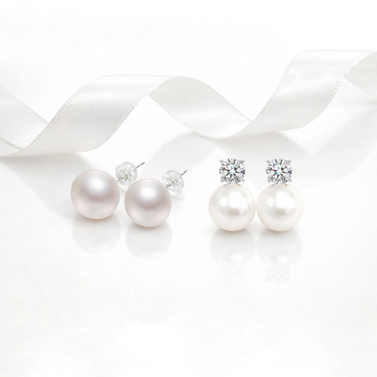 Dollcini Elegance Pearl Fülbevalók – Klasszikus és Gyémántos Gyöngy Fülbevaló