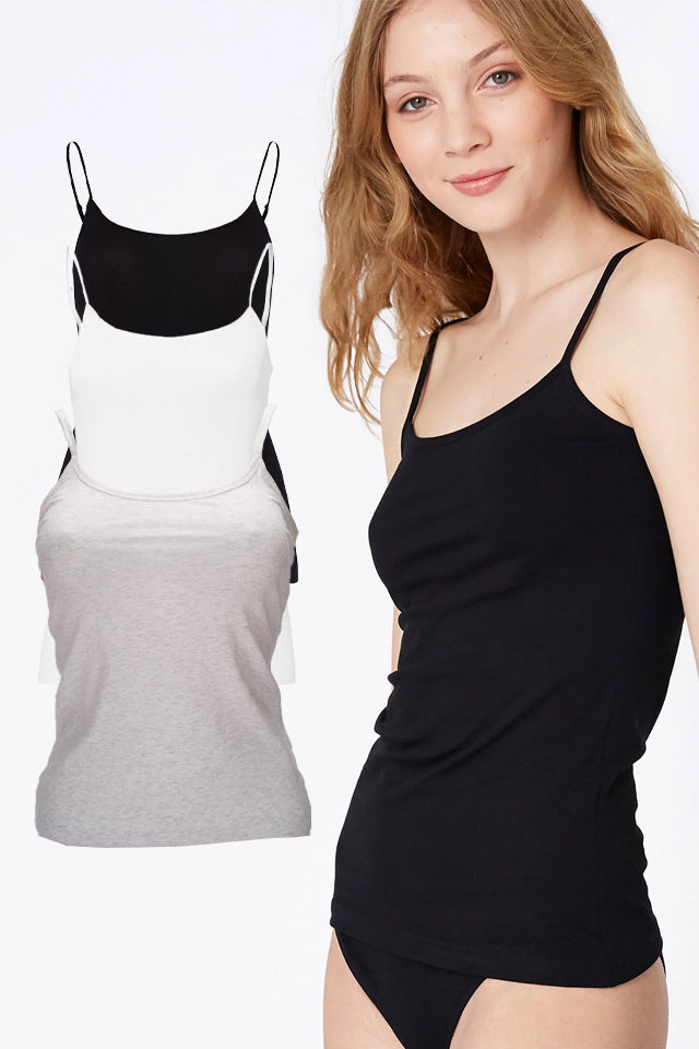 Dollcini Set de 3 Maiouri cu Bretele Subțiri pentru Femei - 95% Bumbac