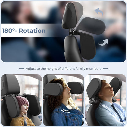 Tetieră auto ergonomică Dollcini – cu spumă cu memorie, reglabilă și respirabilă, neagră