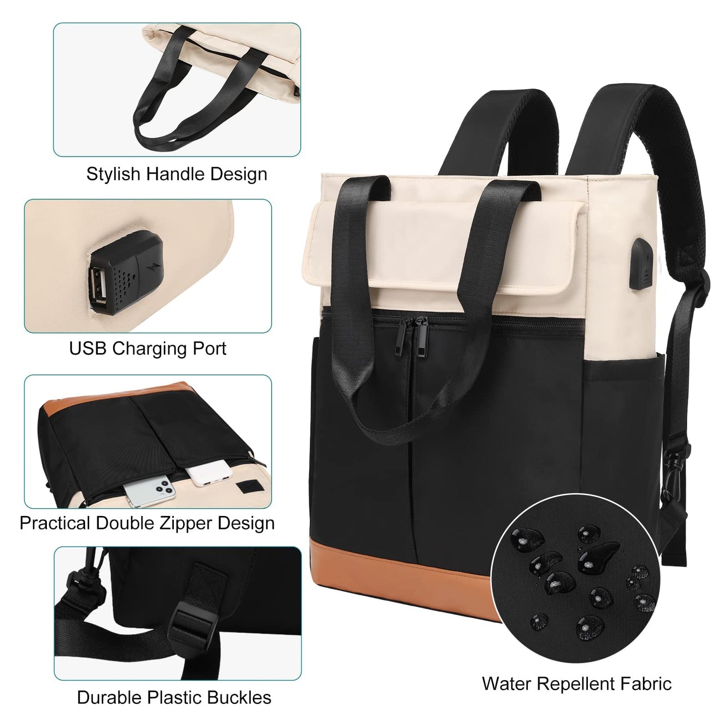 Dollcini, rucsac la modă pentru femei, geantă pentru laptop, geantă messenger, multifuncțională, impermeabilă, durabilă și confortabilă