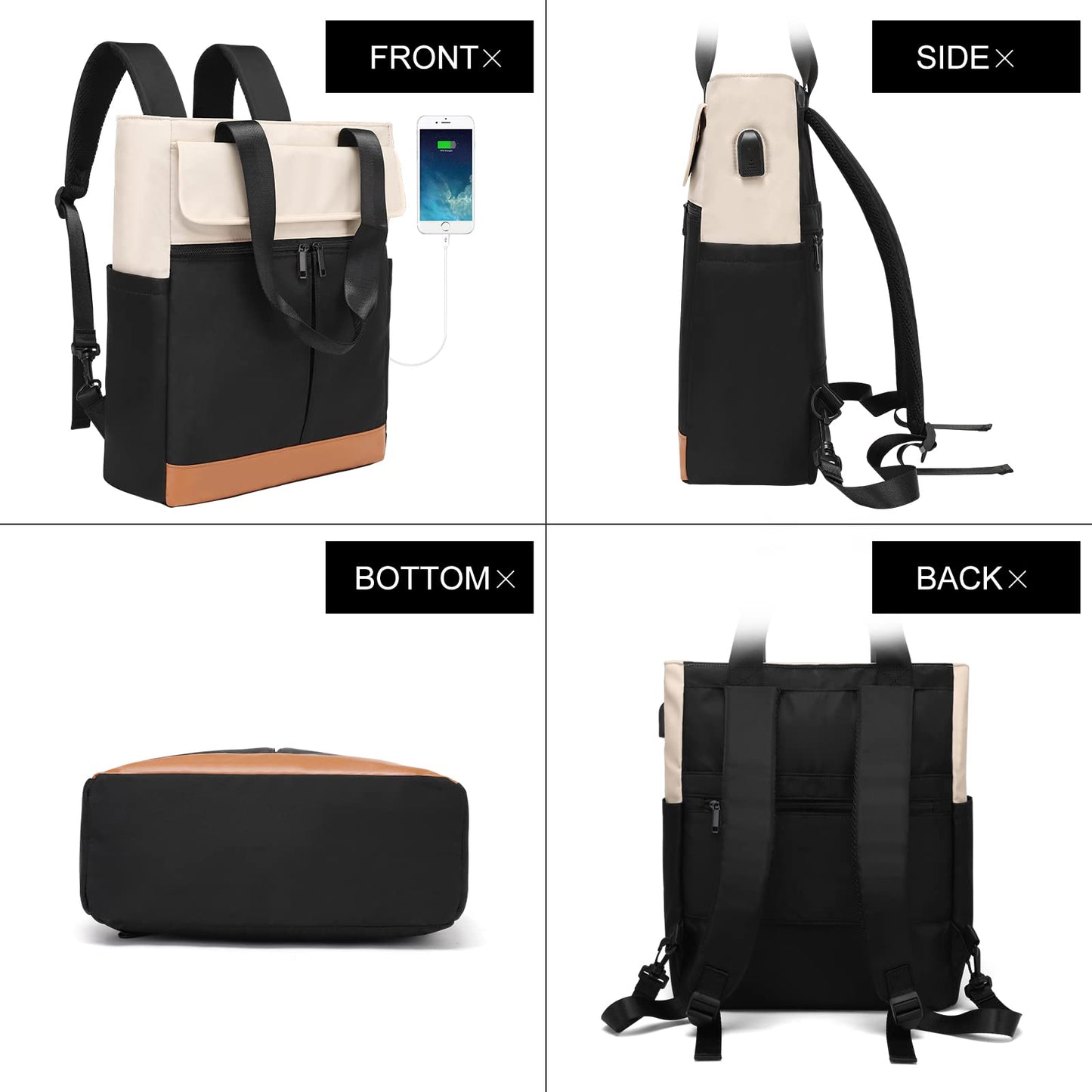 Dollcini, rucsac la modă pentru femei, geantă pentru laptop, geantă messenger, multifuncțională, impermeabilă, durabilă și confortabilă