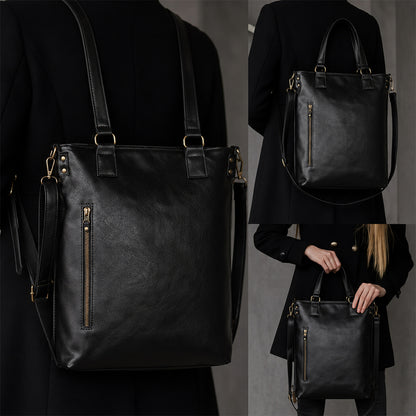 Dollcini, Women's Faux Leather Biker-Style Backpack – Large, Zippered, for City Use