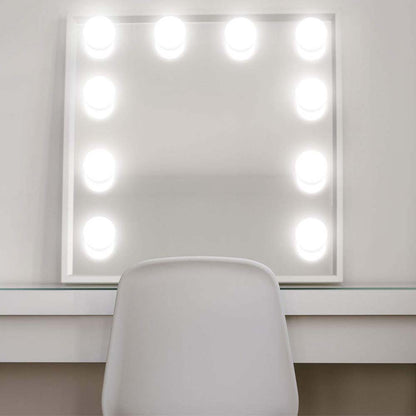 Oglindă de machiaj cu LED Dollcini în stil Hollywood – Oglindă de machiaj cu lumină reglabilă, montată pe perete