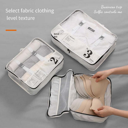 Dollcini, Set de genți de voiaj cu 6 piese – Set organizator din nailon impermeabil pentru haine (negru / roz / albastru)