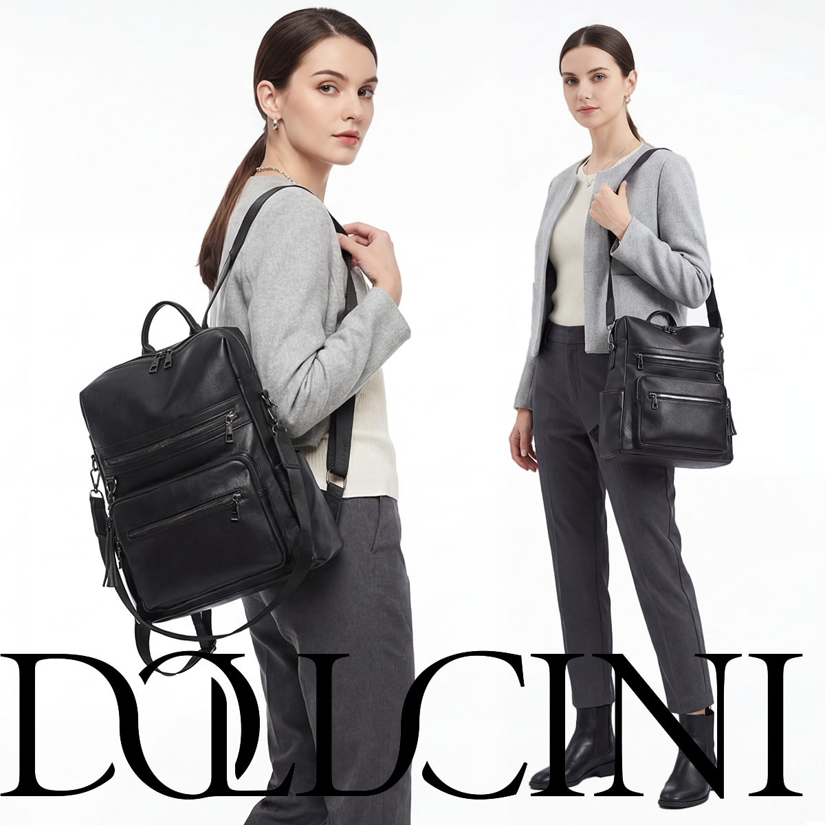 Dollcini Rucsac de damă rezistent la apă – Geantă elegantă din piele ecologică pentru călătorii