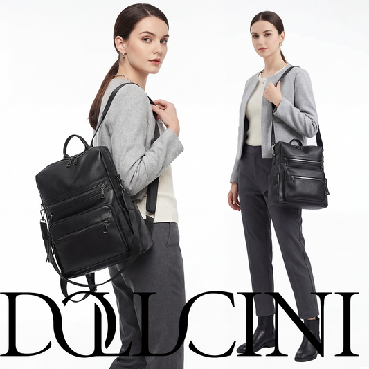 Dollcini Rucsac de damă rezistent la apă – Geantă elegantă din piele ecologică pentru călătorii