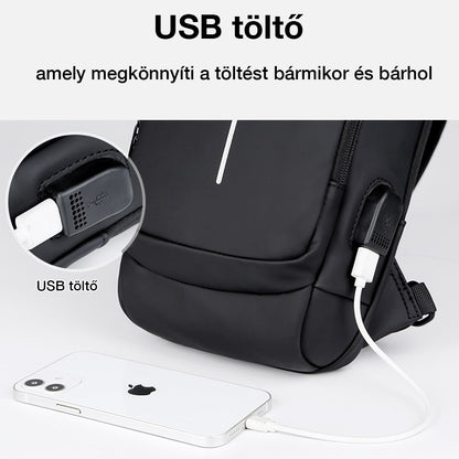 Dollcini Geantă de piept pentru bărbați cu port USB – Geantă de umăr cu închidere combinată