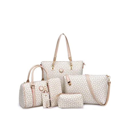 Set de genți de mână Dollcini pentru femei - Geantă elegantă din piele PU, geantă de umăr, portofel și suport pentru carduri, 6 bucăți